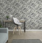 Vliestapete mit Pflanzen im Dschungel-Style beige, schwarz Floral 
