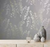 Vliestapete mit sanftem Blattmotiv grau, pearl Floral 