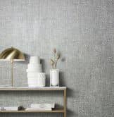 Vliestapete mit starkem Textil-Look grau, silber Struktur 