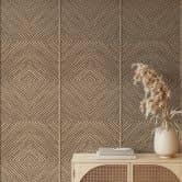 Non-woven wallpaper wood, geometric wood look geometric, country house matt in beige 