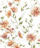 Vliestapete Blumen, Blätter Floral Natur matt in Weiß Orange 