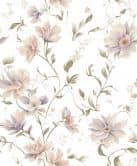 Vliestapete Blumen, Blätter Floral Natur matt in Weiß Grün 