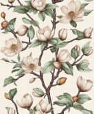 Vliesbehang takken, bloemen bloemen natuur mat in beige bruin groen 
