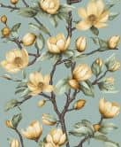 Vliestapete Äste, Blumen Floral Natur matt in Grün Gelb 