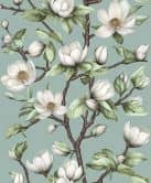 Vliestapete Äste, Blumen Floral Natur matt in Grün Weiß 
