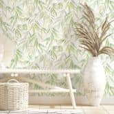 Vliestapete Blätter Floral Natur matt in Weiß 