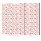 Paravent, Raumteiler freistehend, Trennwand - Pink Blossoming - Warm Floral White 