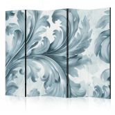Paravent, Raumteiler freistehend, Trennwand - Stone Baroque Ornaments in Light Shades of Gray and Blue 