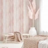 Non-woven wallpaper in pink abstract stripes graphic modern  