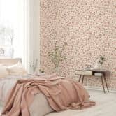 Non-woven wallpaper in beige leaves leaf look floral nature  