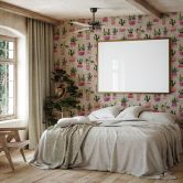 Vliestapete in Grau Grün Lila Blumen Pflanzen Floral Natur Modern  