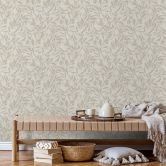 Vliestapete in Beige Blätter Blattoptik Vintage Floral Natur  