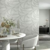Vliesbehang in grijs, beige 3D-look golvend grafisch modern 