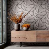 Vliestapete in Schwarz, Bronze 3D-Optik Wellen Grafisch Modern 