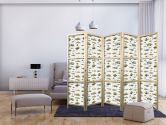 Japanischer Paravent, Raumteiler freistehend, Trennwand - Fish in Beige Tones Presented in Vintage Style 