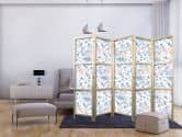 Japanischer Paravent, Raumteiler freistehend, Trennwand - Fish in Aztec Style in Pastel Color Shade 