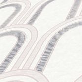 Patterned wallpaper with arches art deco style white silver - graphic wallpaper retro look  