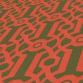 Papier peint rétro style graphique vert orange - papier peint intissé vintage géométrique 