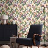 Florale Tapete Anthurien Bunt auf Creme – Tropische Blumentapete – Vliestapete 