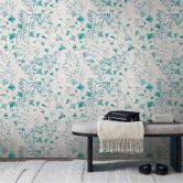 Blätter-Tapete Ginkgo Türkis Weiß – Vliestapete mit Aquarell-Look – Frisch & Leicht 