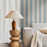 Streifentapete Hellblau Beige – Klassisches Streifenmuster matt – Vliestapete modern 