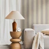 Stripe behang beige grijs - klassiek Vliesbehang met strepen - mat & tijdloos 