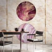 Fototapete mit Marmor- und Kreismotiv - Vliestapete Pink Gold - Moderne Wohnzimmer Tapete 