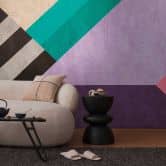 Fototapete Geometrische Muster Bunt - Vliestapete für modernes Wohnzimmer & Büro 