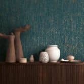 Strukturtapete mit 3D-Effekt Blau Braun – Vliestapete modern  