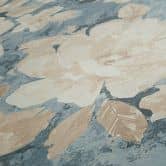 Papier peint floral Vintage bleu beige - papier peint fleuri rétro - papier peint intissé 