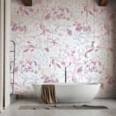 Vliestapete mit Eukalyptus-Muster Rosa Beige - Florale Wandtapete - Fototapete 