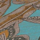 Vliestapete im floralem Design Blau Gelb - Grafik-Tapete mit Blättern 