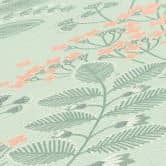Papier peint intissé avec feuilles style rétro Gris Vert - papier peint floral Fleurs 