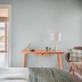 Strukturtapete Fischgrät Blau Creme – Vliestapete modern textilartig zart 