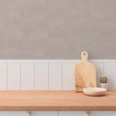 3D behang cirkelpatroon beige grijs - Vliesbehang structuur discreet modern 