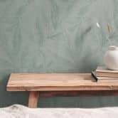Plant wallpaper green gray - non-woven wallpaper with fine matt leaf pattern 