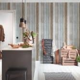 A.S. Création ikke-vævet tapet il Decoro tapet - Maritimt Vintage træoptik, Beige, Blå, Brun 