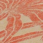 Dschungel-Tapete leicht glänzend Beige Rot - Mustertapete mit Pflanzen 