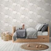 Wald-Tapete mit Tieren Beige Grau - Kindertapete mit Bär & Hirsch 