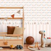 Wimpel-Tapete Bunt auf Weiß - Kinderzimmer-Tapete mit Girlanden 