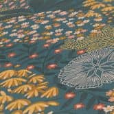 papier peint feuilles pétrole - papier peint fleuri vintage jaune bleu - papier peint intissé fleuri 