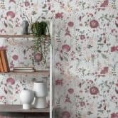 Florale Tapete Blumen Aquarell - Vliestapete in Lila Grün Beige - Romantische Blumentapete 