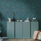 Abstrakte Mustertapete in Blau Schwarz – Moderne Vliestapete mit dynamischer Struktur 