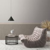 Vliesbehang akoestische look grijs zwart - Vliesbehang met 3D houtstructuur 