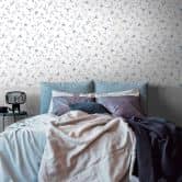 Bloemen Fotobehang met houten paneel blauw wit - Romantisch & uitbreidbaar 