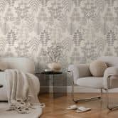 Papier peint non tissé floral - motif à rayures fines en gris & taupe 