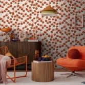 Non-woven Skandi wallpaper - striking retro pattern in greige & terracotta 