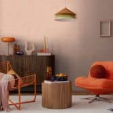 Papier peint intissé moderne - motif à rayures fines en terracotta & greige 