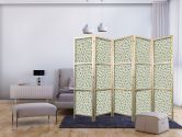Japanischer Paravent, Raumteiler freistehend, Trennwand - Giraffe Pattern in Turquoise Spots 