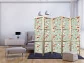 Japanischer Paravent, Raumteiler freistehend, Trennwand - Fish and Japanese Pattern 